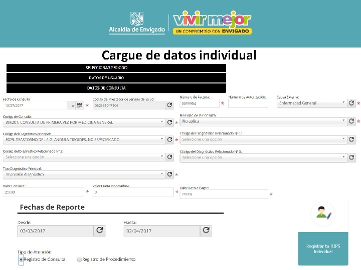 Cargue de datos individual 