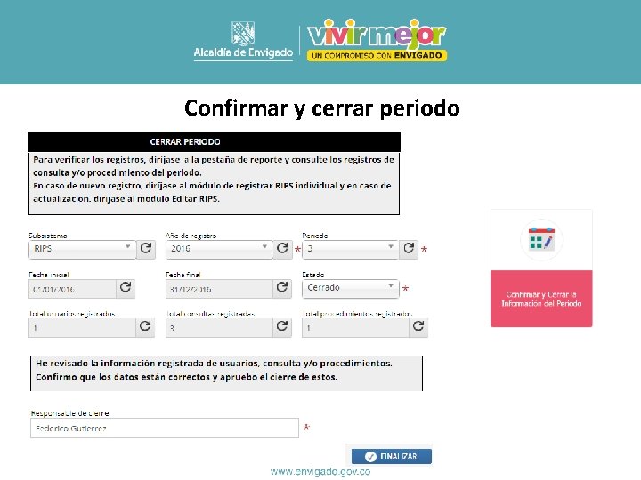 Confirmar y cerrar periodo 