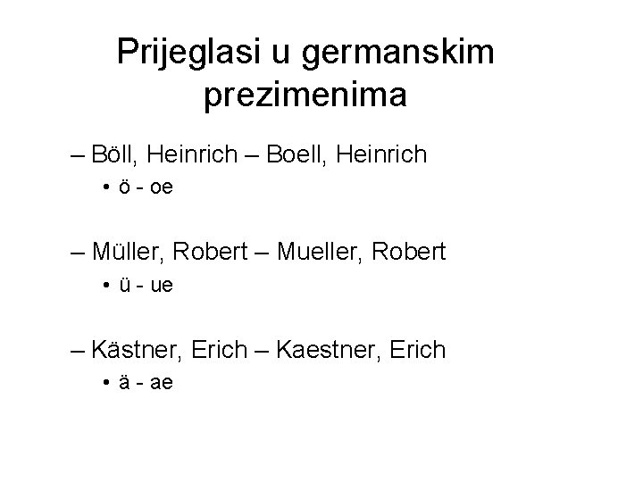 Prijeglasi u germanskim prezimenima – Böll, Heinrich – Boell, Heinrich • ö - oe