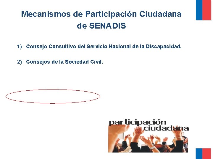 Mecanismos de Participación Ciudadana de SENADIS 1) Consejo Consultivo del Servicio Nacional de la