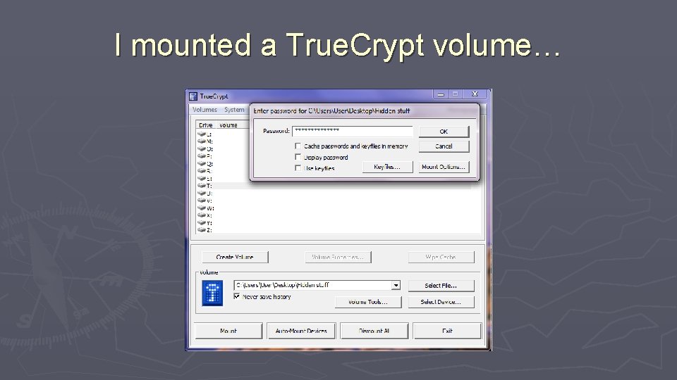 I mounted a True. Crypt volume… 