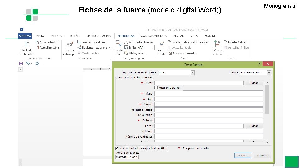 Fichas de la fuente (modelo digital Word)) Monografías Fichas de la fuente (modelo digital Word)) Monografías