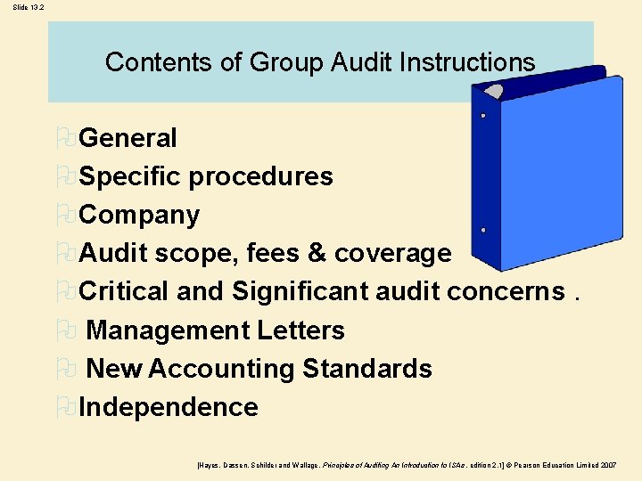 Slide 13. 2 Contents of Group Audit Instructions O General O Specific procedures O