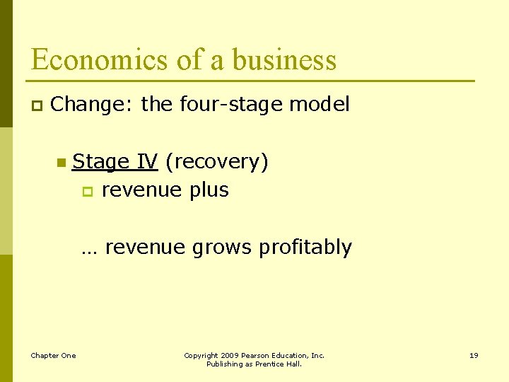 Economics of a business p Change: the four-stage model n Stage IV (recovery) p