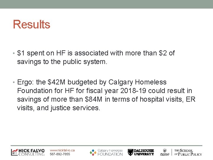 Results • $1 spent on HF is associated with more than $2 of savings