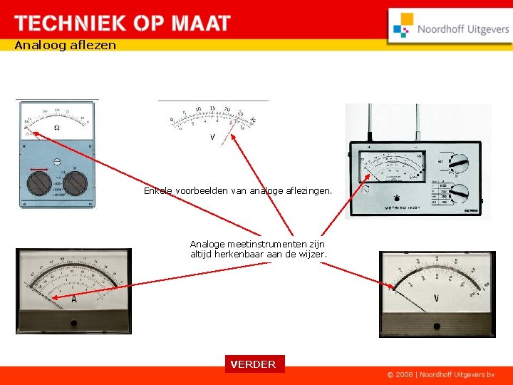 Analoog aflezen Enkele voorbeelden van analoge aflezingen. Analoge meetinstrumenten zijn altijd herkenbaar aan de