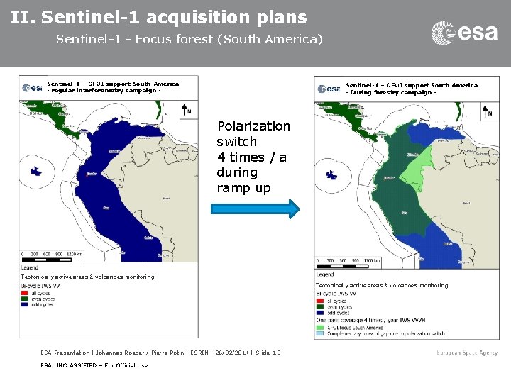 II. Sentinel-1 acquisition plans Sentinel-1 - Focus forest (South America) Sentinel-1 – GFOI support