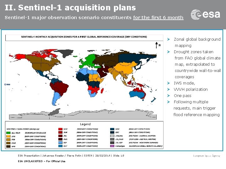 II. Sentinel-1 acquisition plans Sentinel-1 major observation scenario constituents for the first 6 month