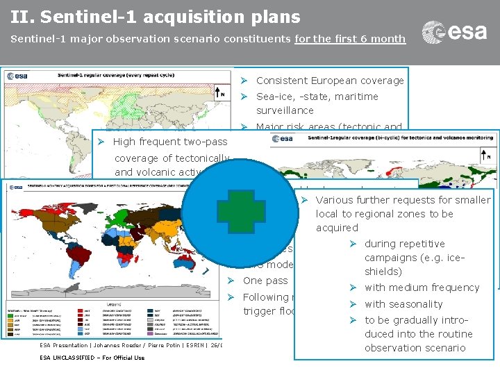 II. Sentinel-1 acquisition plans Sentinel-1 major observation scenario constituents for the first 6 month