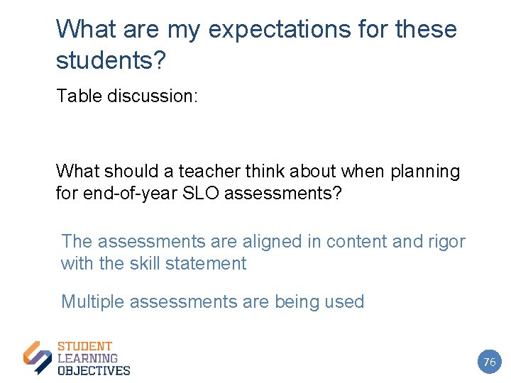 What are my expectations for these students? Table discussion: What should a teacher think