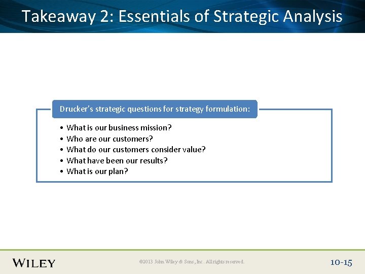 Place Slide Title Text Hereof Strategic Analysis Takeaway 2: Essentials Drucker’s strategic questions for Place Slide Title Text Hereof Strategic Analysis Takeaway 2: Essentials Drucker’s strategic questions for