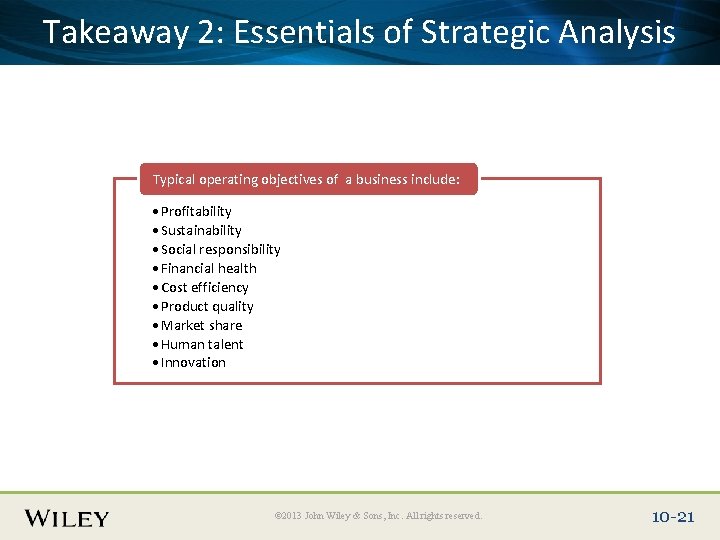 Place Slide Title Text Hereof Strategic Analysis Takeaway 2: Essentials Typical operating objectives of Place Slide Title Text Hereof Strategic Analysis Takeaway 2: Essentials Typical operating objectives of