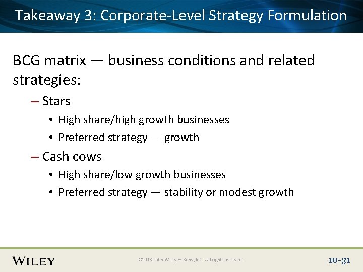 Takeaway Corporate-Level Place Slide 3: Title Text Here Strategy Formulation BCG matrix — business Takeaway Corporate-Level Place Slide 3: Title Text Here Strategy Formulation BCG matrix — business