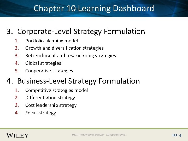 Place Slide Title 10 Text Here Dashboard Chapter Learning 3. Corporate-Level Strategy Formulation 1. Place Slide Title 10 Text Here Dashboard Chapter Learning 3. Corporate-Level Strategy Formulation 1.