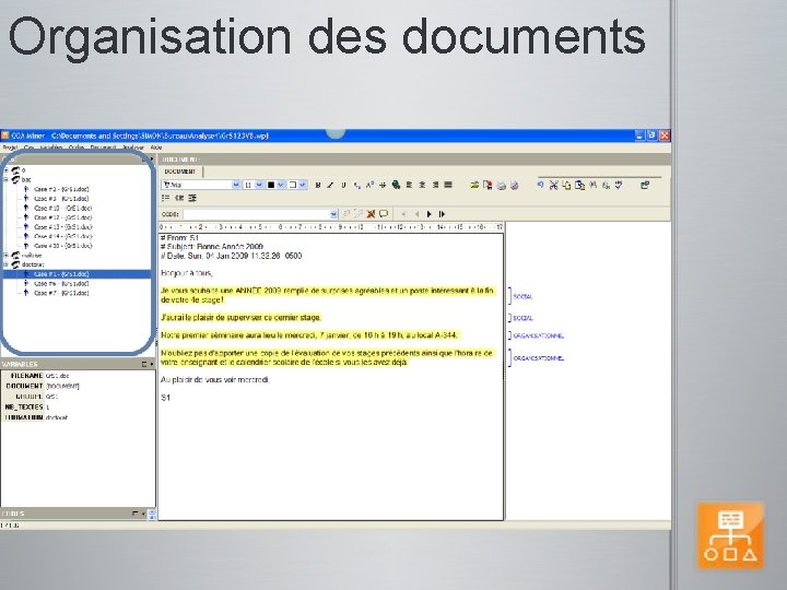 Organisation des documents 