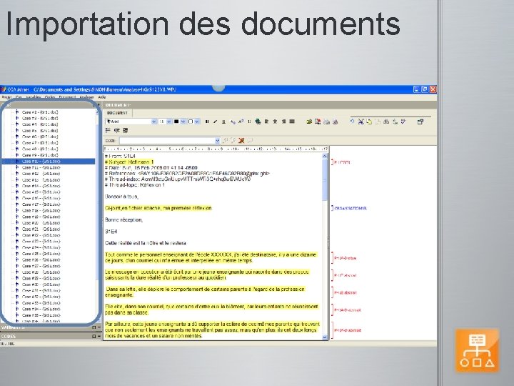 Importation des documents 