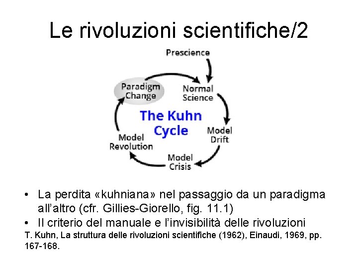 Le rivoluzioni scientifiche/2 • La perdita «kuhniana» nel passaggio da un paradigma all’altro (cfr.