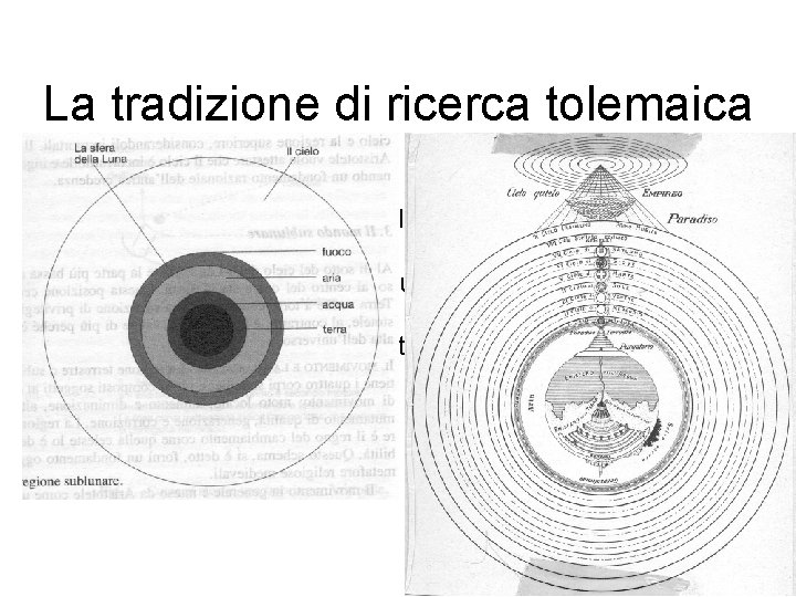 La tradizione di ricerca tolemaica • L’universo a due sfere e la filosofia naturale