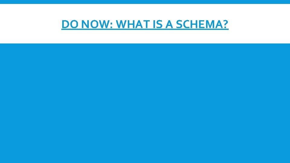 DO NOW: WHAT IS A SCHEMA? 