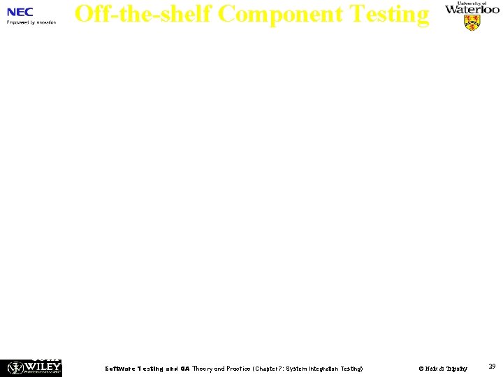 Off-the-shelf Component Testing OTS components produced by the vendor organizations are known as commercial