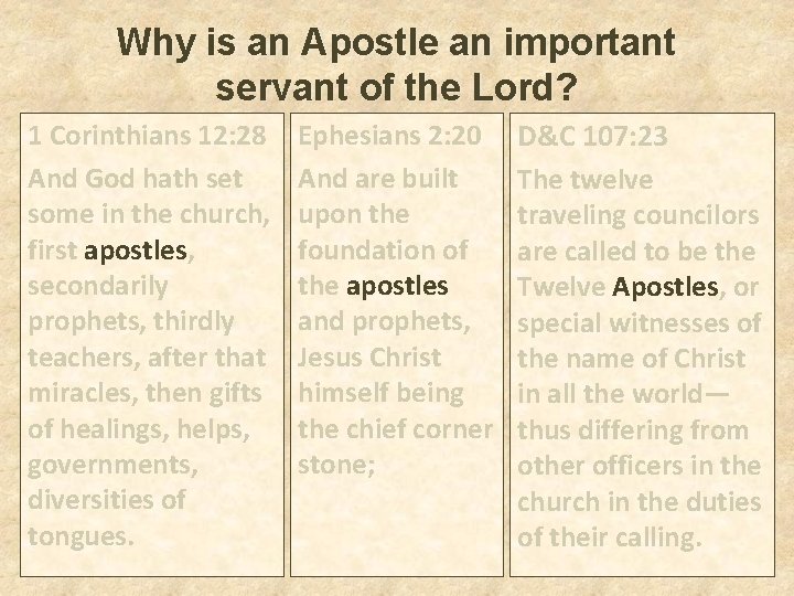 Why is an Apostle an important servant of the Lord? 1 Corinthians 12: 28 Why is an Apostle an important servant of the Lord? 1 Corinthians 12: 28