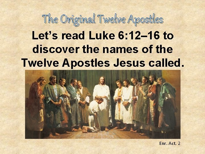 The Original Twelve Apostles Let’s read Luke 6: 12– 16 to discover the names The Original Twelve Apostles Let’s read Luke 6: 12– 16 to discover the names