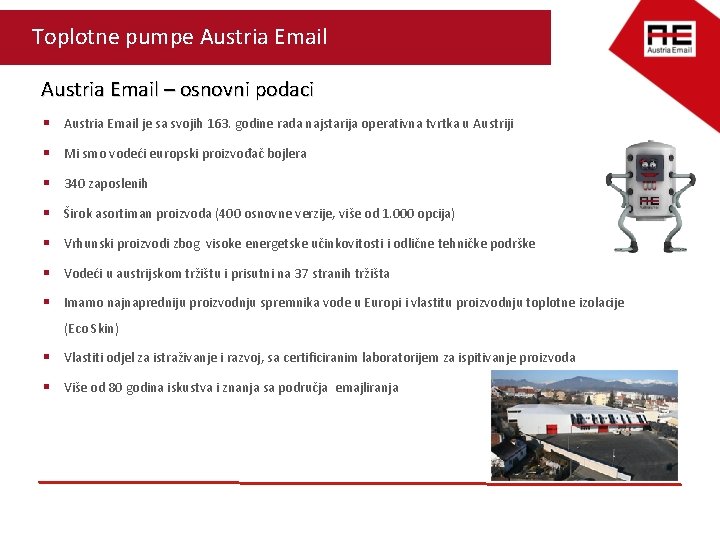 Toplotne pumpe Austria Email – osnovni podaci § Austria Email je sa svojih 163.