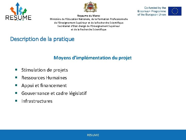 Royaume du Maroc Ministère de l’Education Nationale, de la Formation Professionnelle de l’Enseignement Supérieur