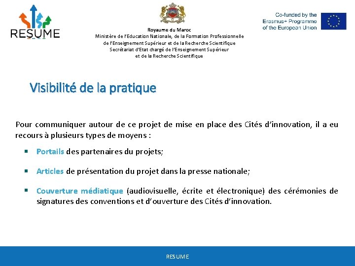 Royaume du Maroc Ministère de l’Education Nationale, de la Formation Professionnelle de l’Enseignement Supérieur