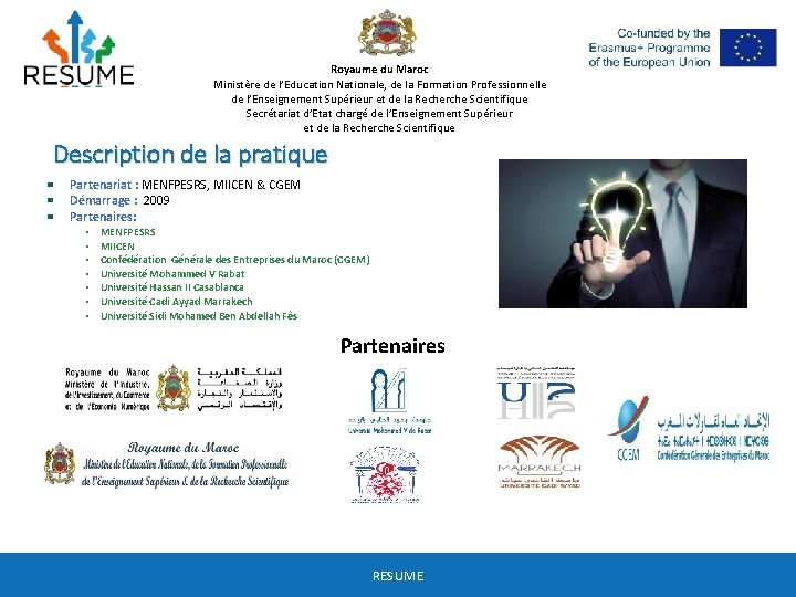 Royaume du Maroc Ministère de l’Education Nationale, de la Formation Professionnelle de l’Enseignement Supérieur
