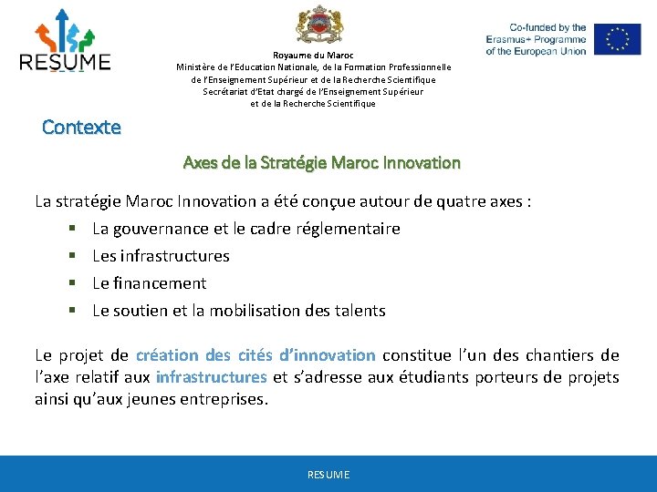 Royaume du Maroc Ministère de l’Education Nationale, de la Formation Professionnelle de l’Enseignement Supérieur