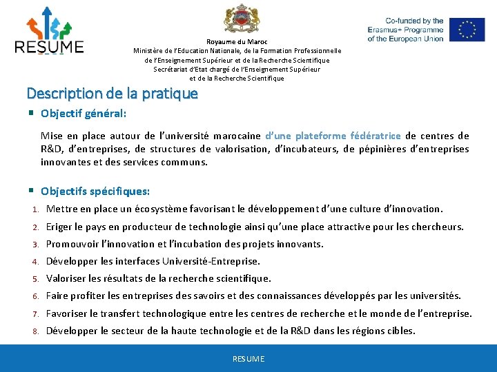 Royaume du Maroc Ministère de l’Education Nationale, de la Formation Professionnelle de l’Enseignement Supérieur