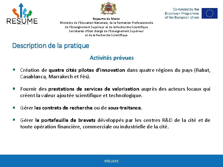 Royaume du Maroc Ministère de l’Education Nationale, de la Formation Professionnelle de l’Enseignement Supérieur