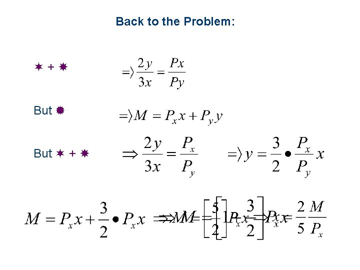 Back to the Problem: + But + 