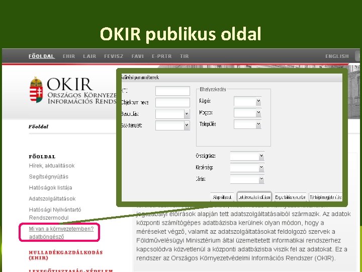 OKIR publikus oldal 