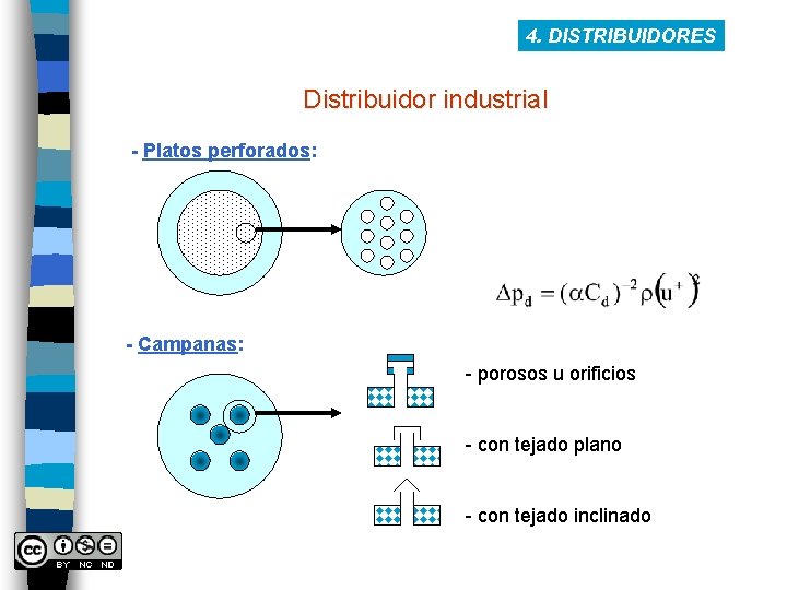 4. DISTRIBUIDORES Distribuidor industrial - Platos perforados: - Campanas: - porosos u orificios -