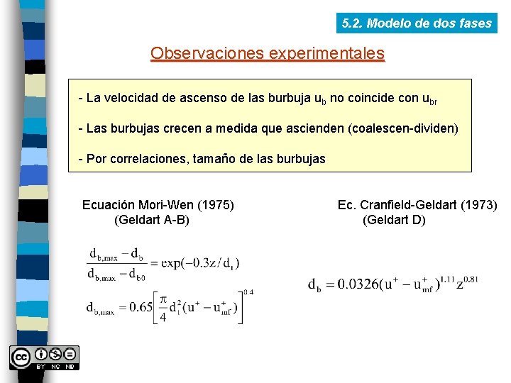 5. 2. Modelo de dos fases Observaciones experimentales - La velocidad de ascenso de