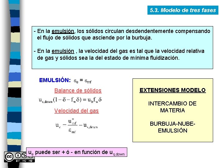 5. 3. Modelo de tres fases - En la emulsión, los sólidos circulan desdendentemente