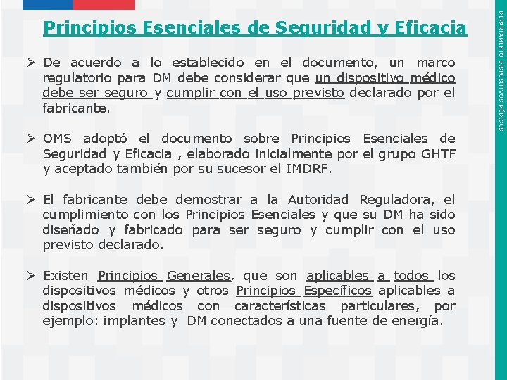 Ø De acuerdo a lo establecido en el documento, un marco regulatorio para DM