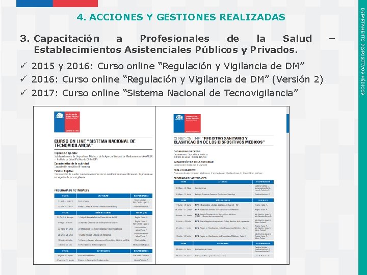 3. Capacitación a Profesionales de la Salud Establecimientos Asistenciales Públicos y Privados. ü 2015