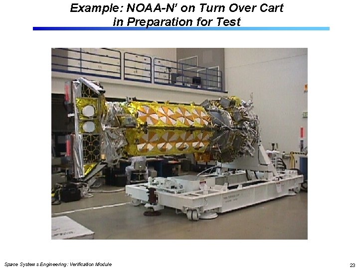 Example: NOAA-N’ on Turn Over Cart in Preparation for Test Space Systems Engineering: Verification