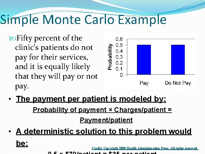 Simple Monte Carlo Example Fifty percent of the clinic’s patients do not pay for