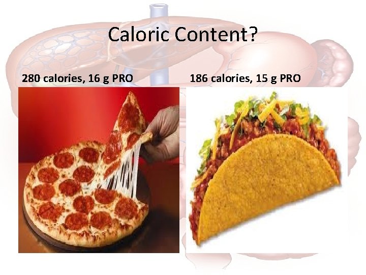 Caloric Content? 280 calories, 16 g PRO 186 calories, 15 g PRO 