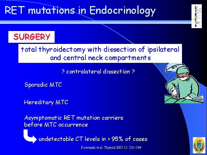 RET mutations in Endocrinology SURGERY total thyroidectomy with dissection of ipsilateral and central neck