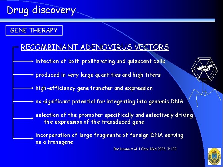 Drug discovery GENE THERAPY RECOMBINANT ADENOVIRUS VECTORS infection of both proliferating and quiescent cells