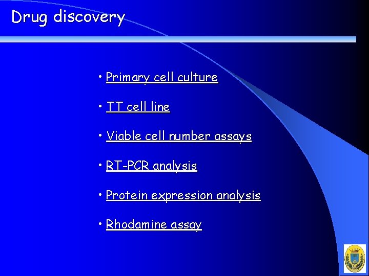 Drug discovery • Primary cell culture • TT cell line • Viable cell number