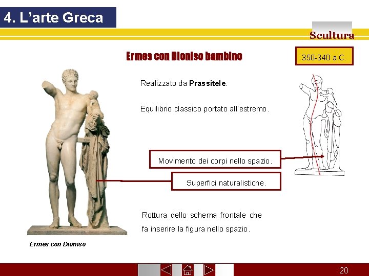 4. L’arte Greca Scultura Ermes con Dioniso bambino 350 -340 a. C. Realizzato da 4. L’arte Greca Scultura Ermes con Dioniso bambino 350 -340 a. C. Realizzato da