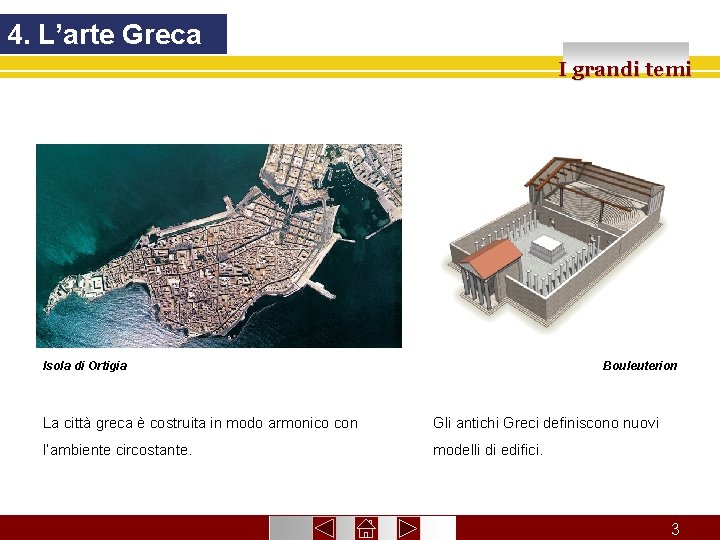 4. L’arte Greca I grandi temi Isola di Ortigia Bouleuterion La città greca è