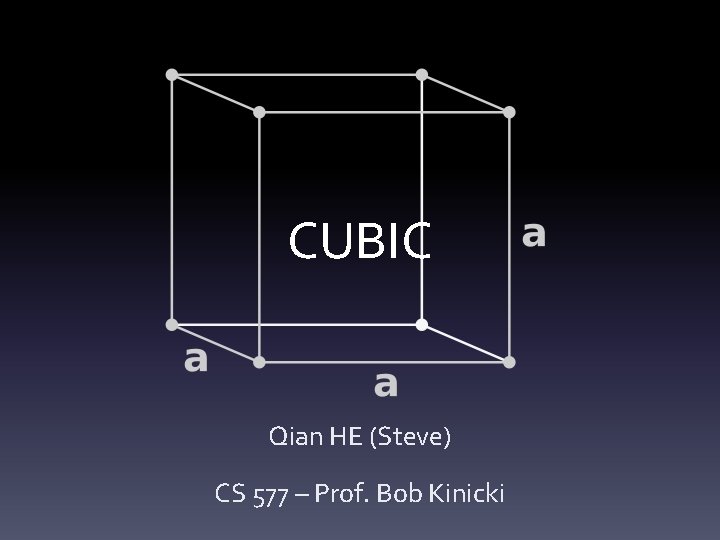 CUBIC Qian HE (Steve) CS 577 – Prof. Bob Kinicki 