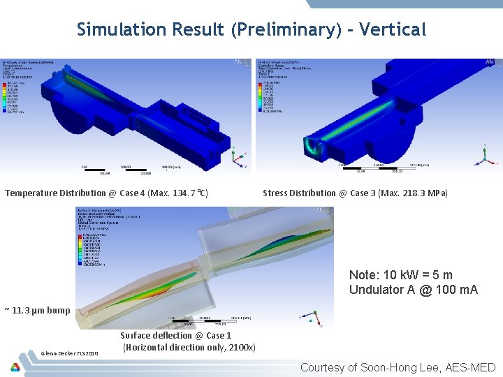 Simulation Result (Preliminary) - Vertical Temperature Distribution @ Case 4 (Max. 134. 7 °C)